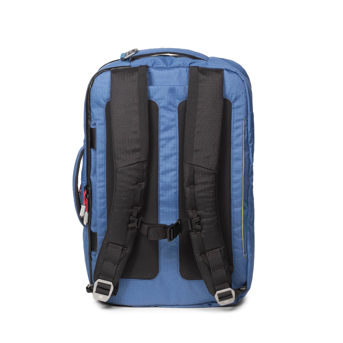 Back view of Topo Designs Global Pro 3-Way Briefcase in "Ocean Blue"