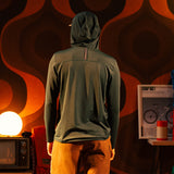 General on model detail lookbook shot of Sun Hoodie - Men's in "Dark Pine"