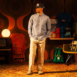 General model shot of Topo Designs Twill Rope Cap - Draft in "Midnight"