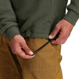 Detail shot of Topo Designs Summit Rise Full Zip Jacket - Men's in "Beetle / Dark Khaki"