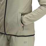 General Detail shot of Topo Designs Global Midlayer Hoodie - Women's in "Dried Sage"