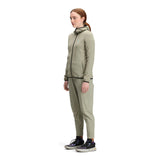 General side model shot of Topo Designs Global Midlayer Hoodie - Women's in "Dried Sage"