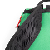 General detail image of padded straps on the back of the Topo Designs Klettersack Classic vintage-inspired rucksack backpack in "Alpine Meadow".