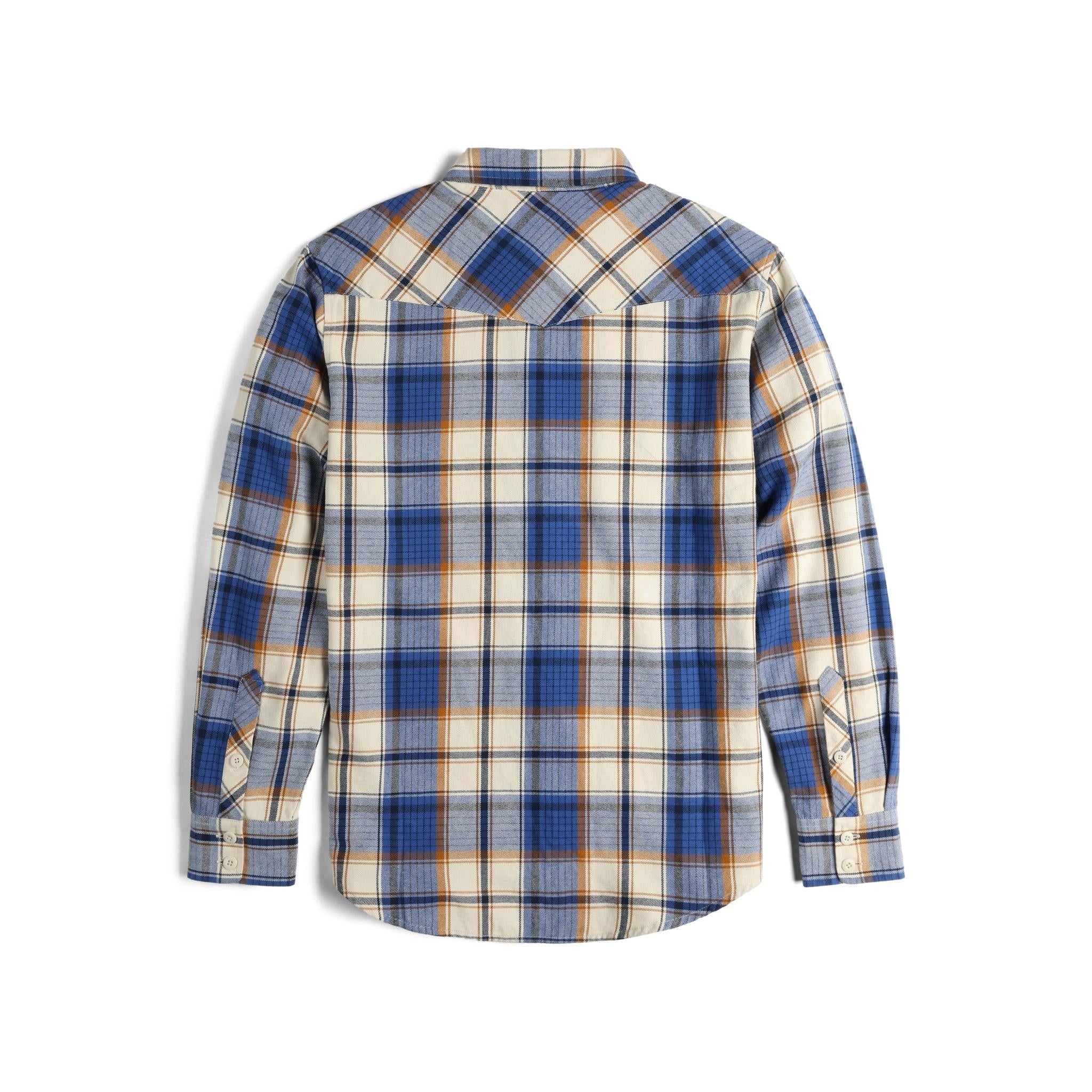 Back View of Topo Designs Mountain Shirt Long Sleeve - Men's in "Midnight / Cobalt Multi"