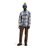 General Front model shot of Topo Designs Mountain Shirt Long Sleeve - Men's in "Midnight / Cobalt Multi"
