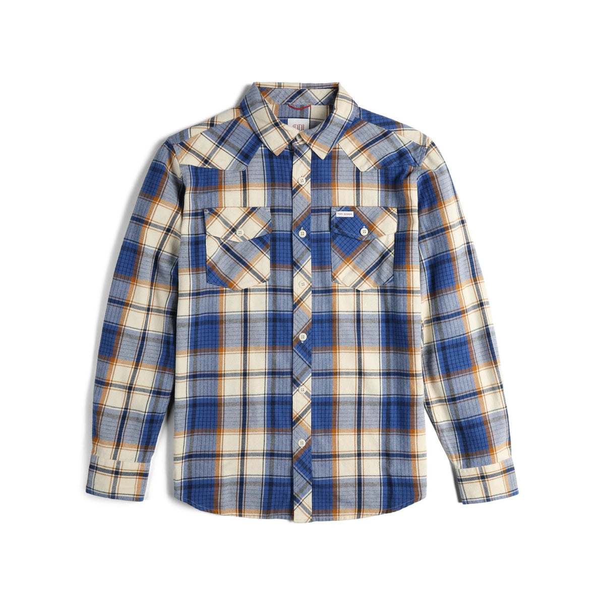 Front View of Topo Designs Mountain Shirt Long Sleeve - Men's in "Midnight / Cobalt Multi"