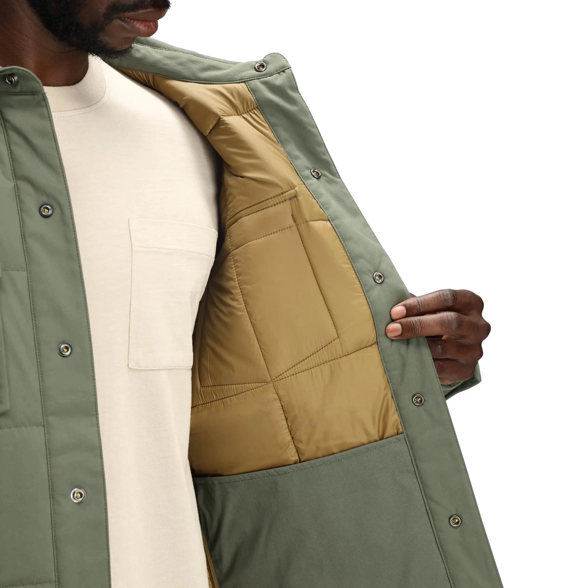 General Detail shot of Topo Designs Puffer Shirt Jacket - Men's in "Beetle"