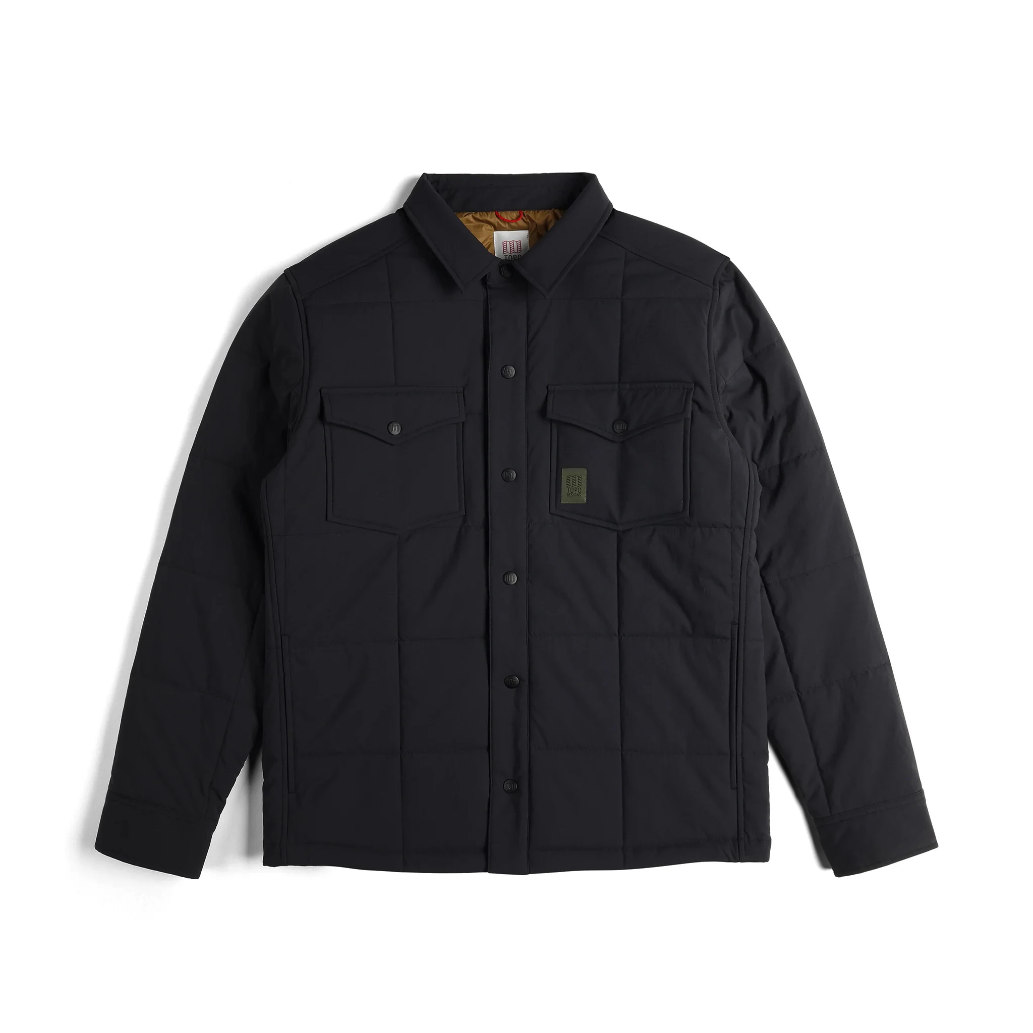 Front View of Topo Designs Puffer Shirt Jacket - Men's in "Black"