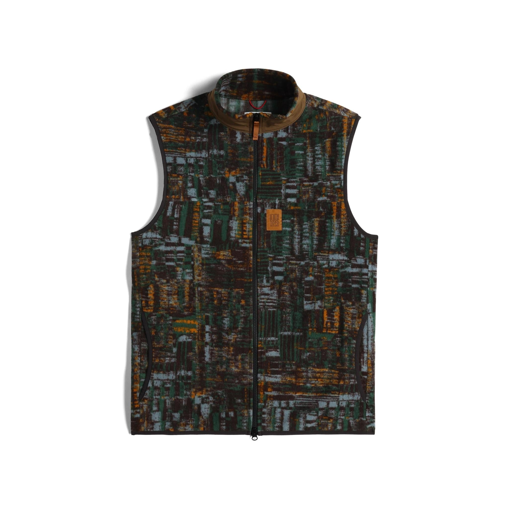 Front View of Topo Designs Vista Lightweight Fleece Vest - Men's in "Forest Halfpipe"