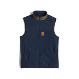 Front View of Topo Designs Vista Lightweight Fleece Vest - Men's in "Midnight / Desert Palm"