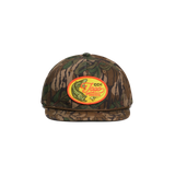Front shot of Topo Designs x CCH x Pine Printshop Rope Cap in "Mossy Oak Greenleaf"