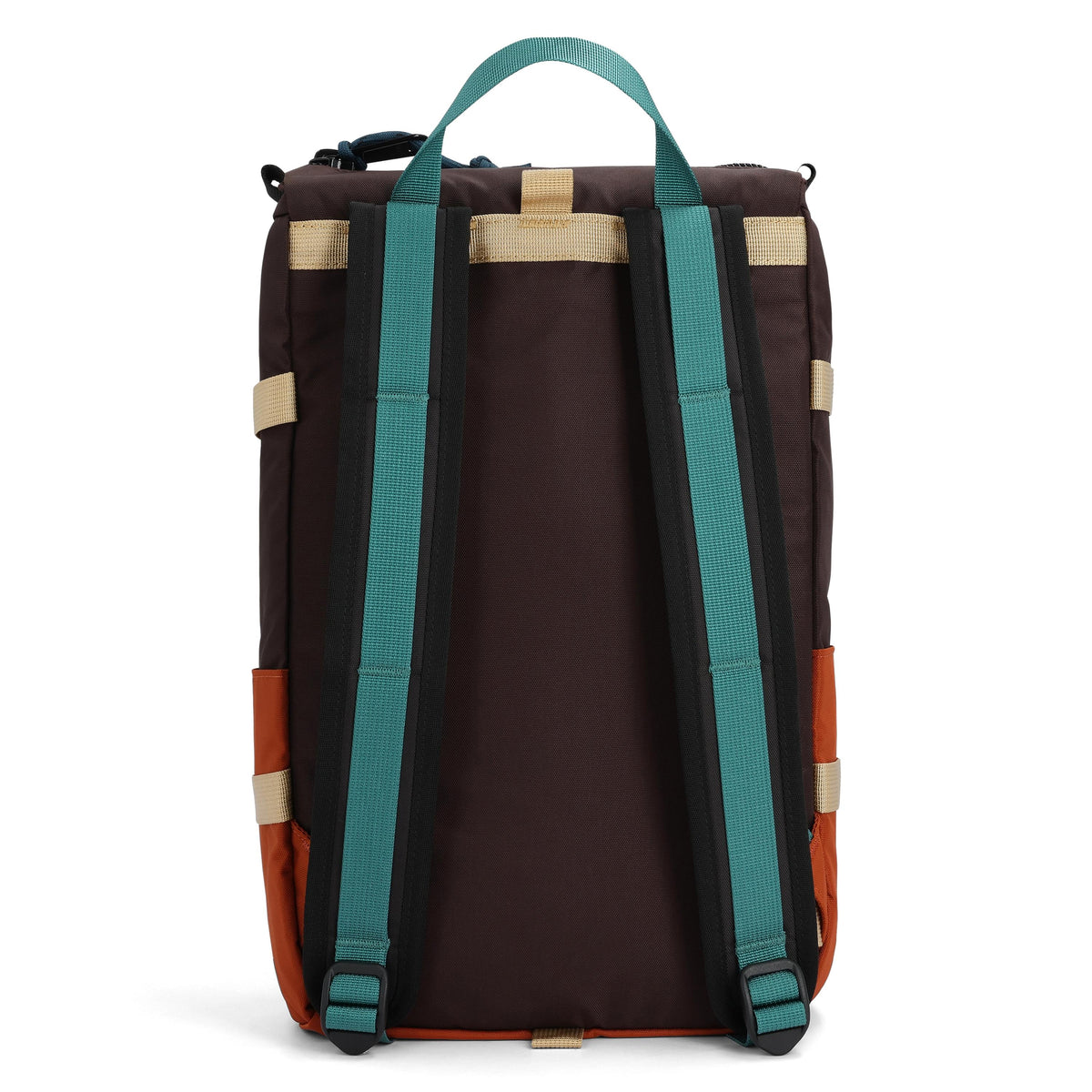 Back View of Topo Designs Rover Pack Mini in "Clay / Chocolate"