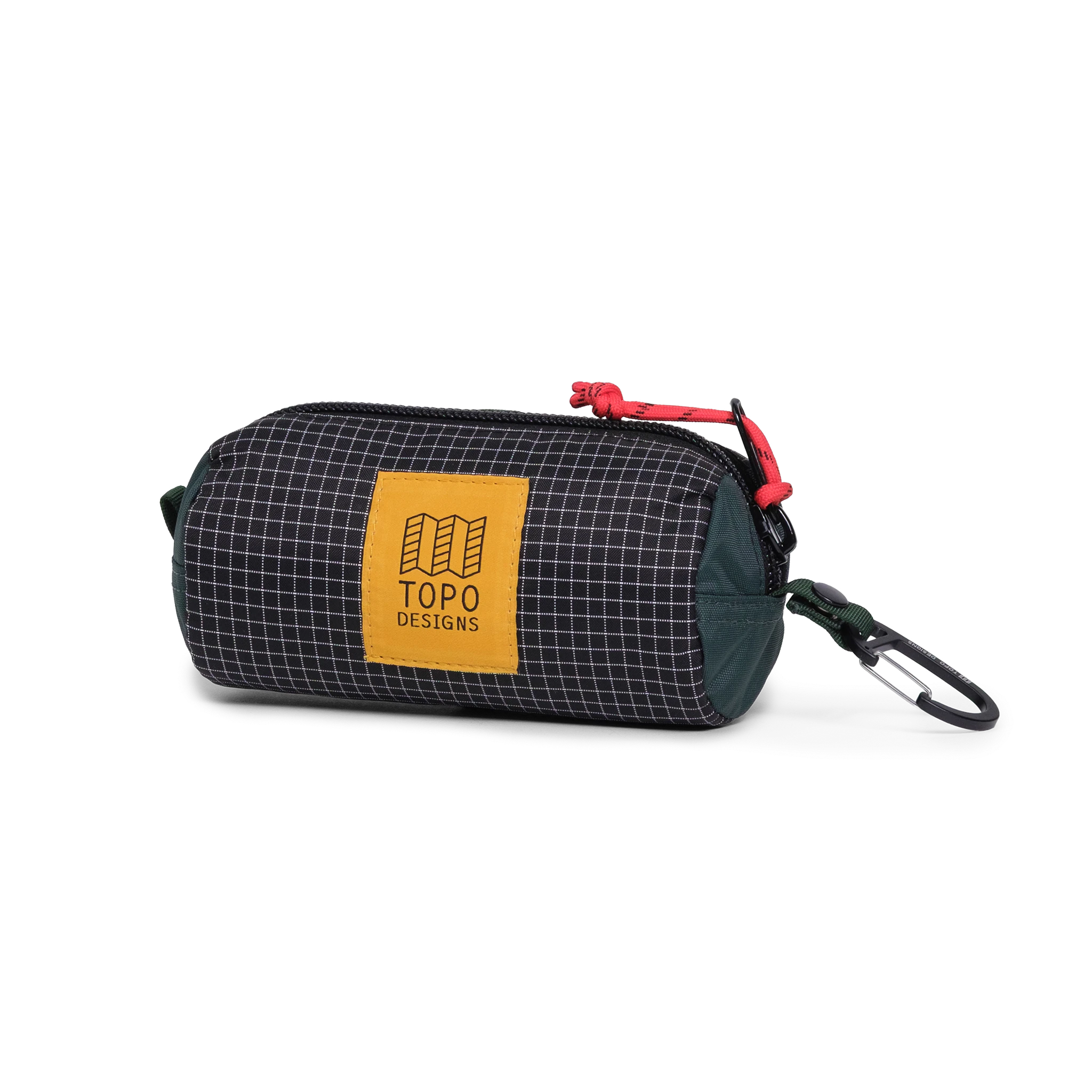 Front view of Topo Designs Burrito Bag Ripstop in "Black / White Grid"