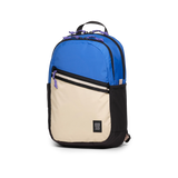Front Quarter View of Topo Designs Commuter Backpack in "Classic Blue / Bone White"
