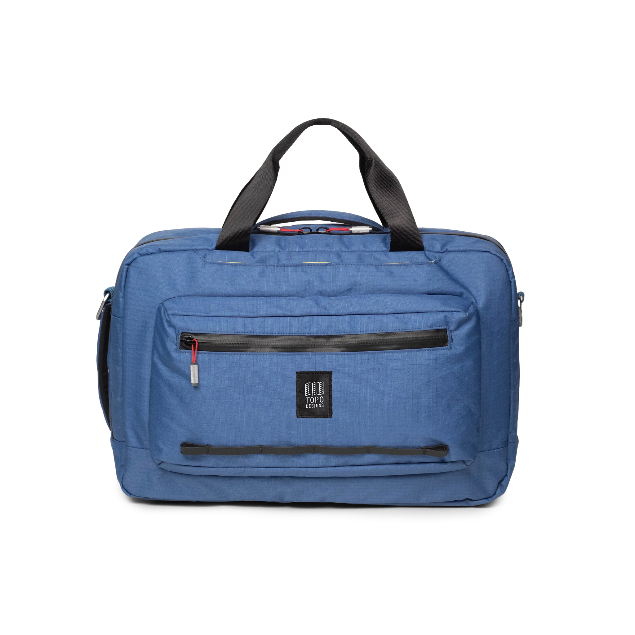 Front view of Topo Designs Global Pro 3-Way Briefcase in "Ocean Blue"