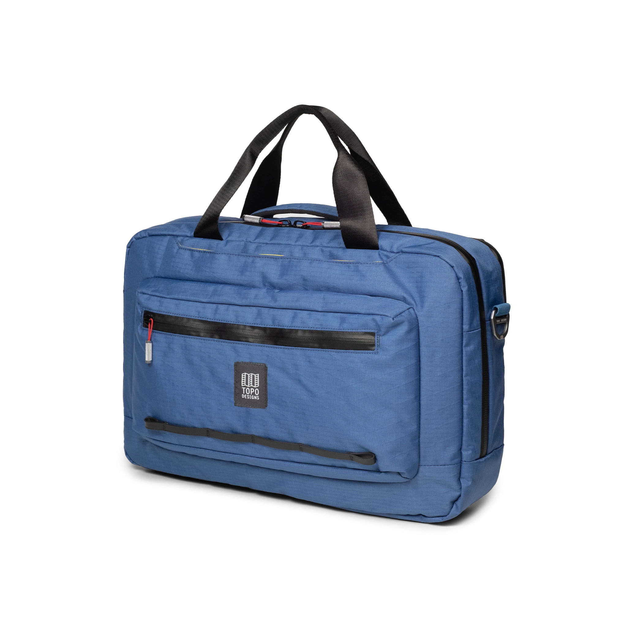 Front view of Topo Designs Global Pro 3-Way Briefcase in "Ocean Blue"
