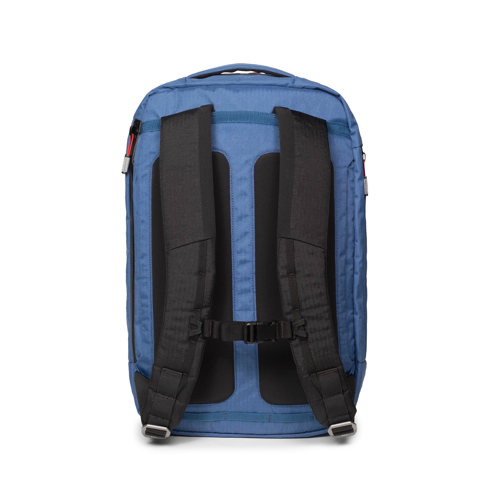 Back view of Topo Designs Global Pro Backpack in "Ocean Blue"
