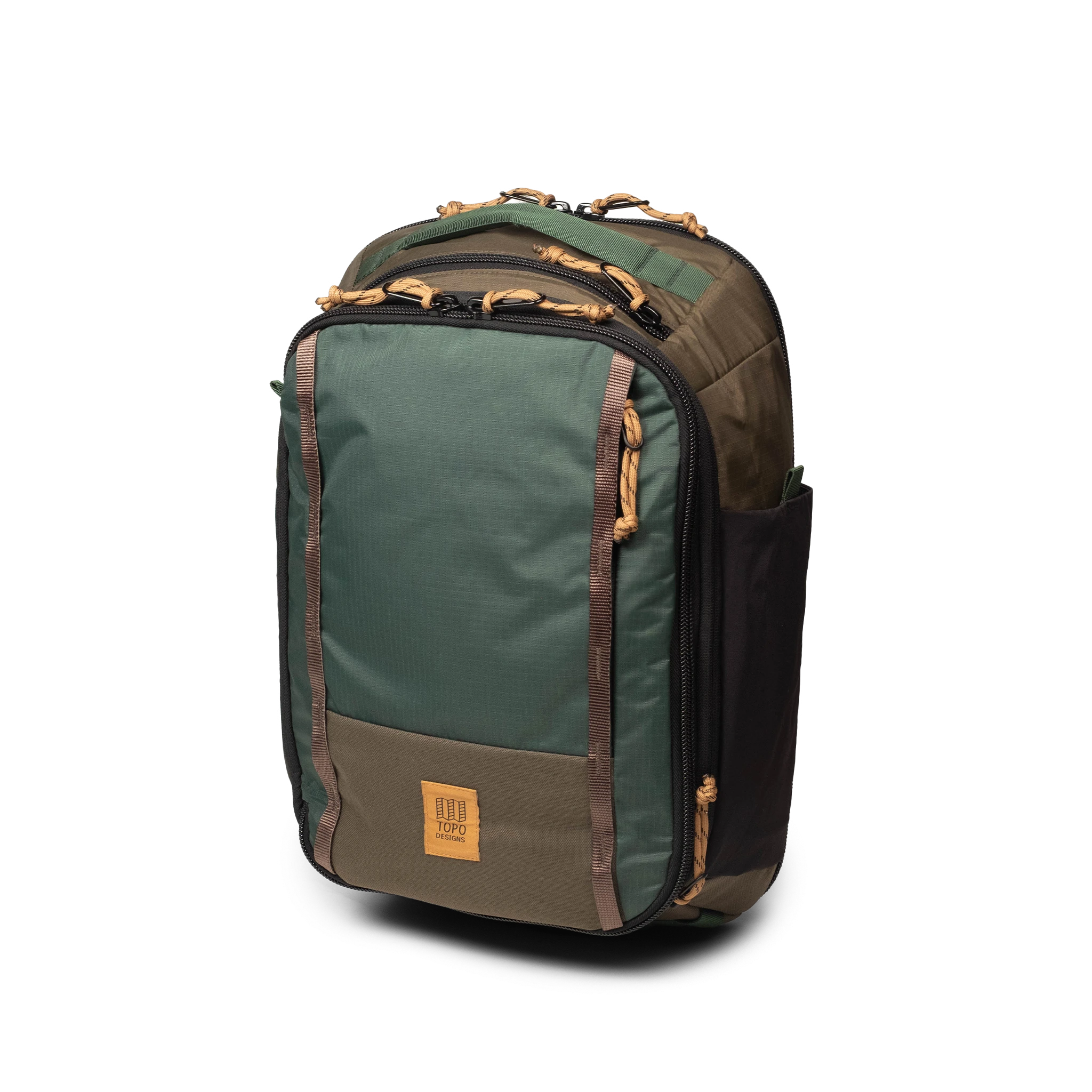 Front View of Topo Designs Global Travel Backpack  in "Woodland / Forest"