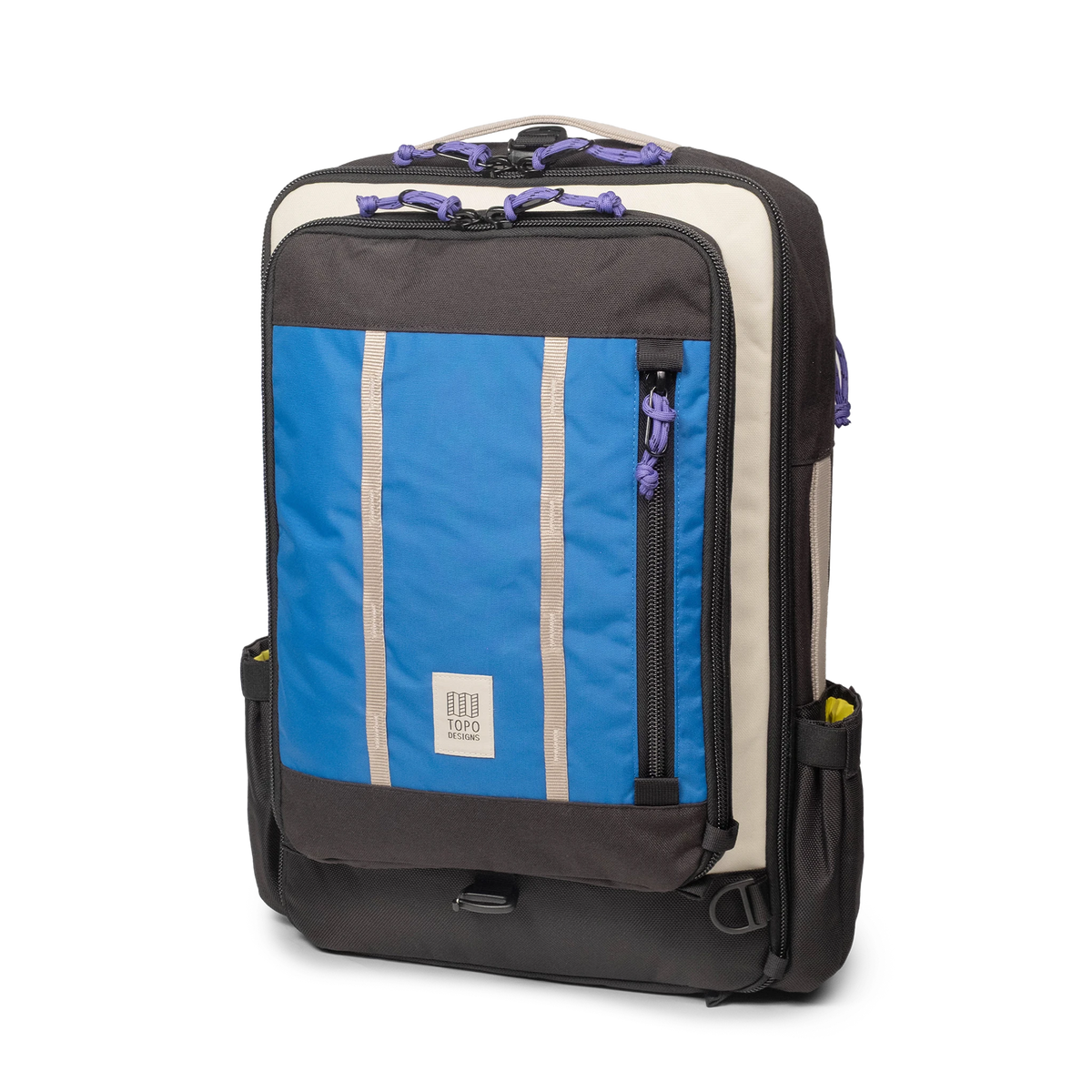 Topo Designs Global Travel Bag 30L Durable Carry On Convertible Laptop Travel Backpack in "Classic Blue / Bone White".