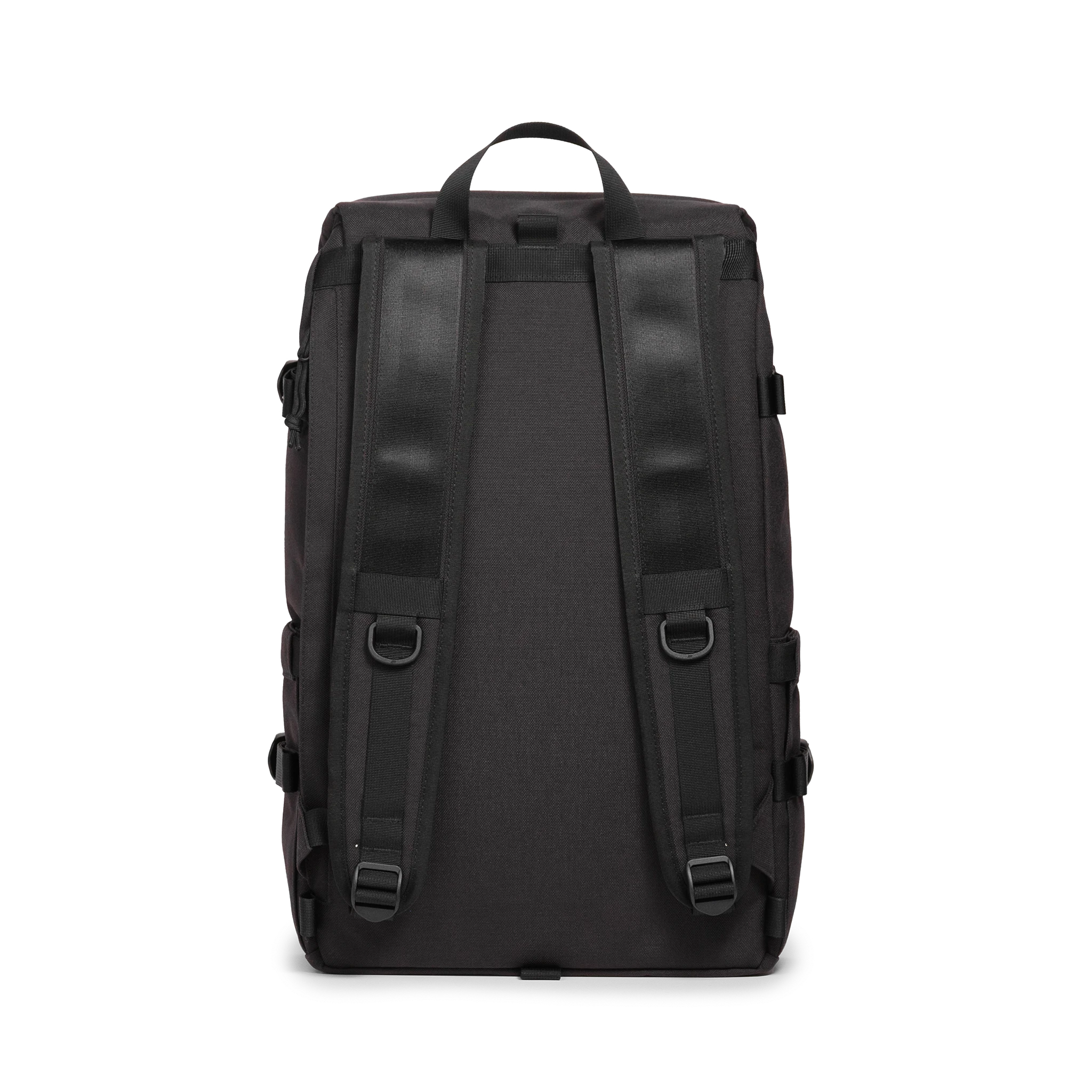 Back view of Topo Designs Klettersack Classic vintage-inspired rucksack backpack in "Black".