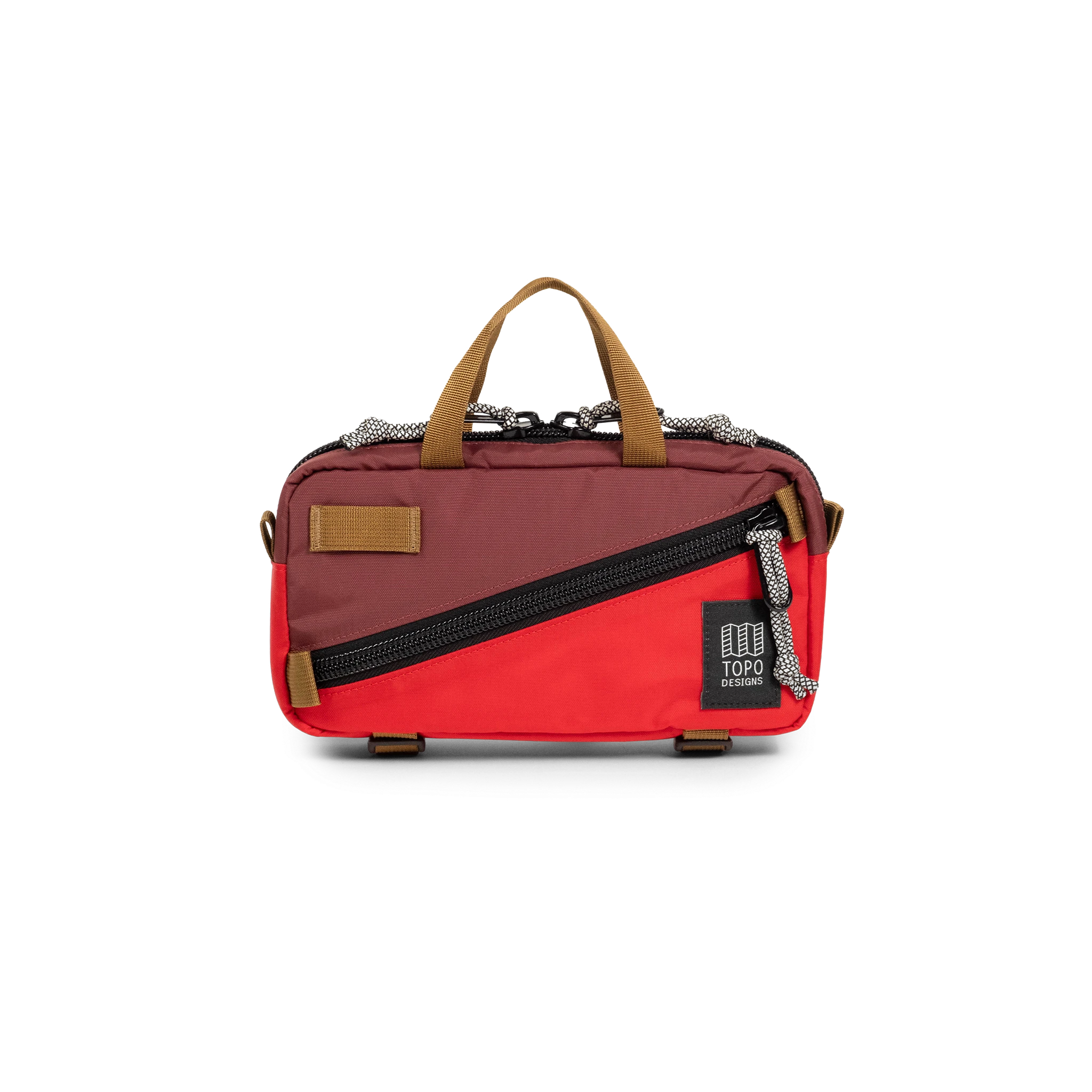 Front view of Topo Designs Mini Quick Pack in "Maroon / Salsa"