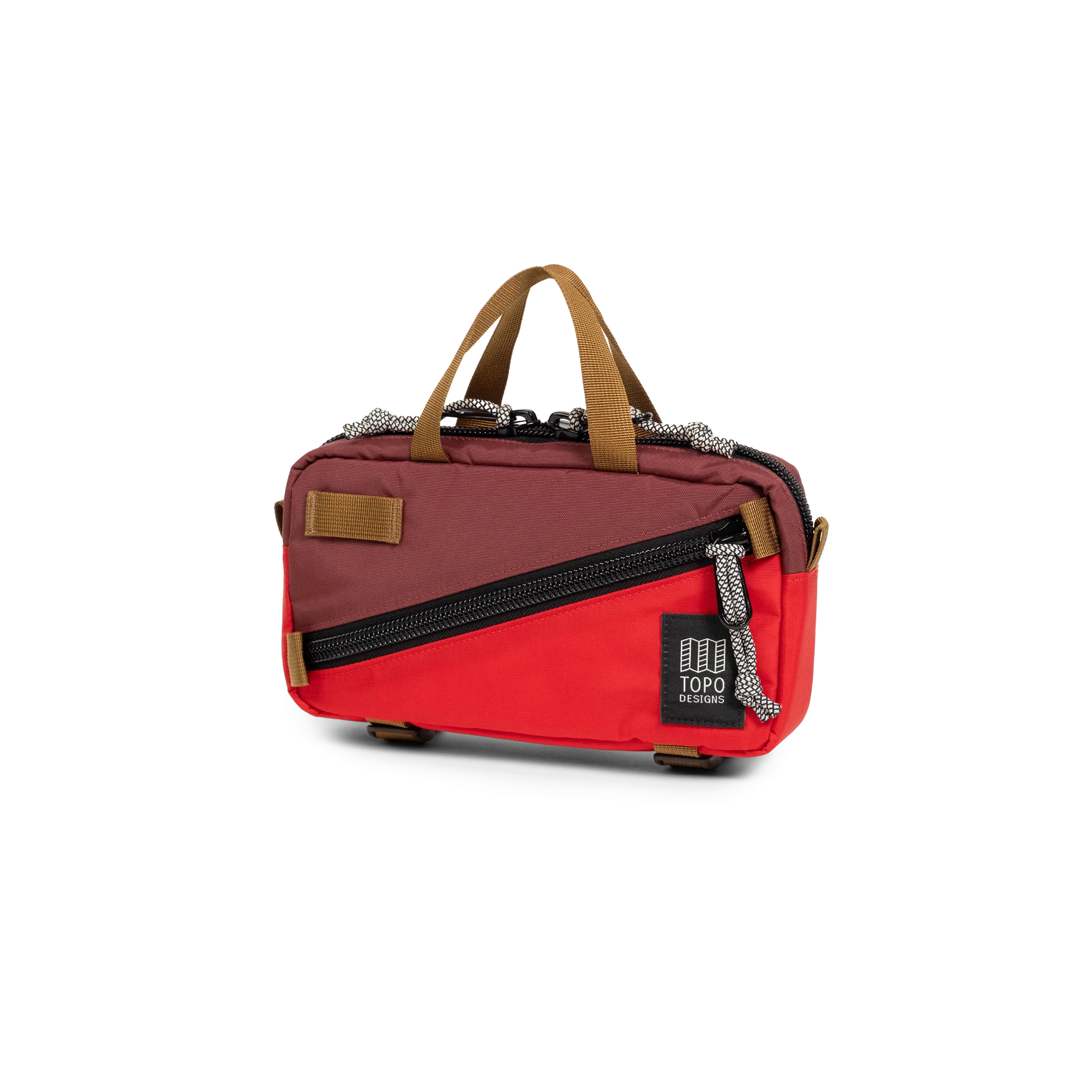Front view of Topo Designs Mini Quick Pack in "Maroon / Salsa"