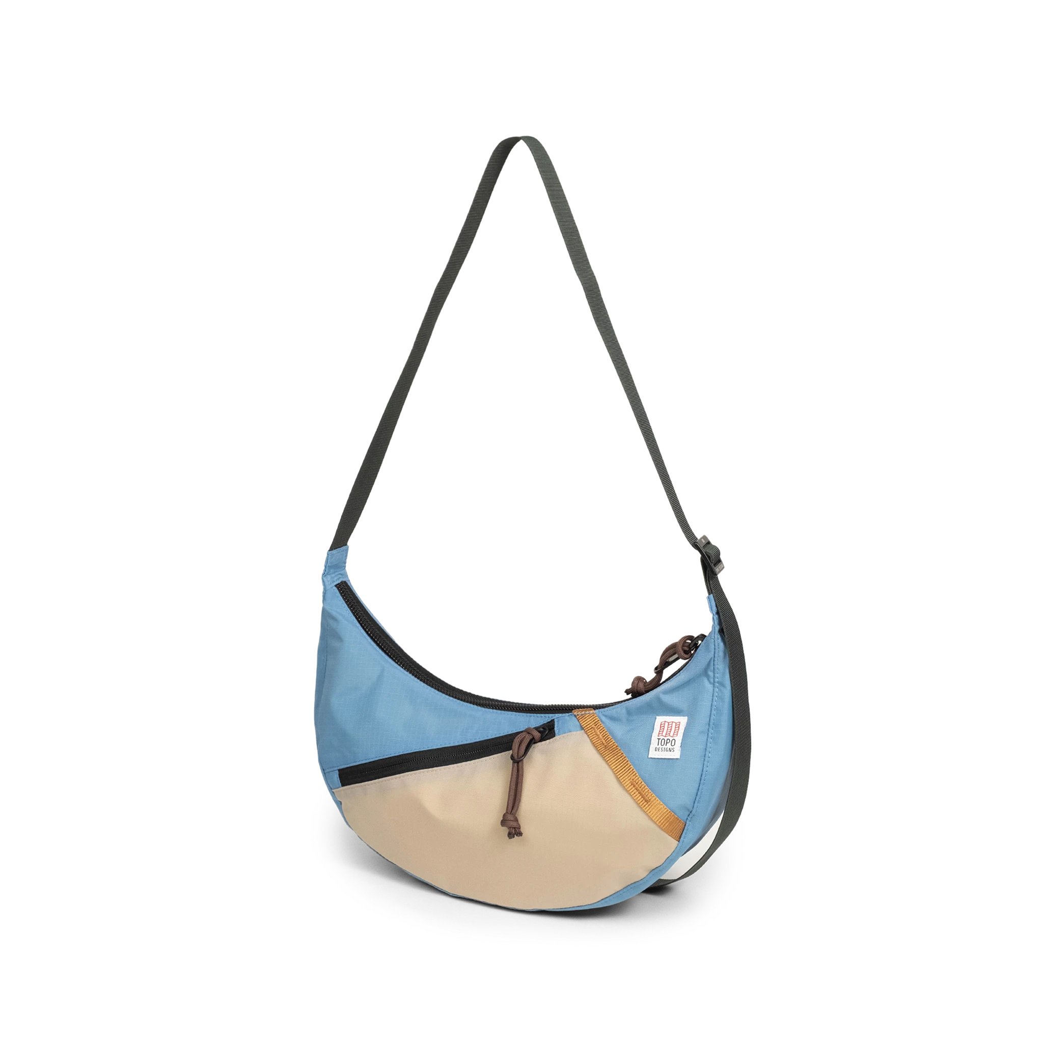 Front View of Topo Designs Moonlight Crossbody Bag in "River Blue / Cobblestone"