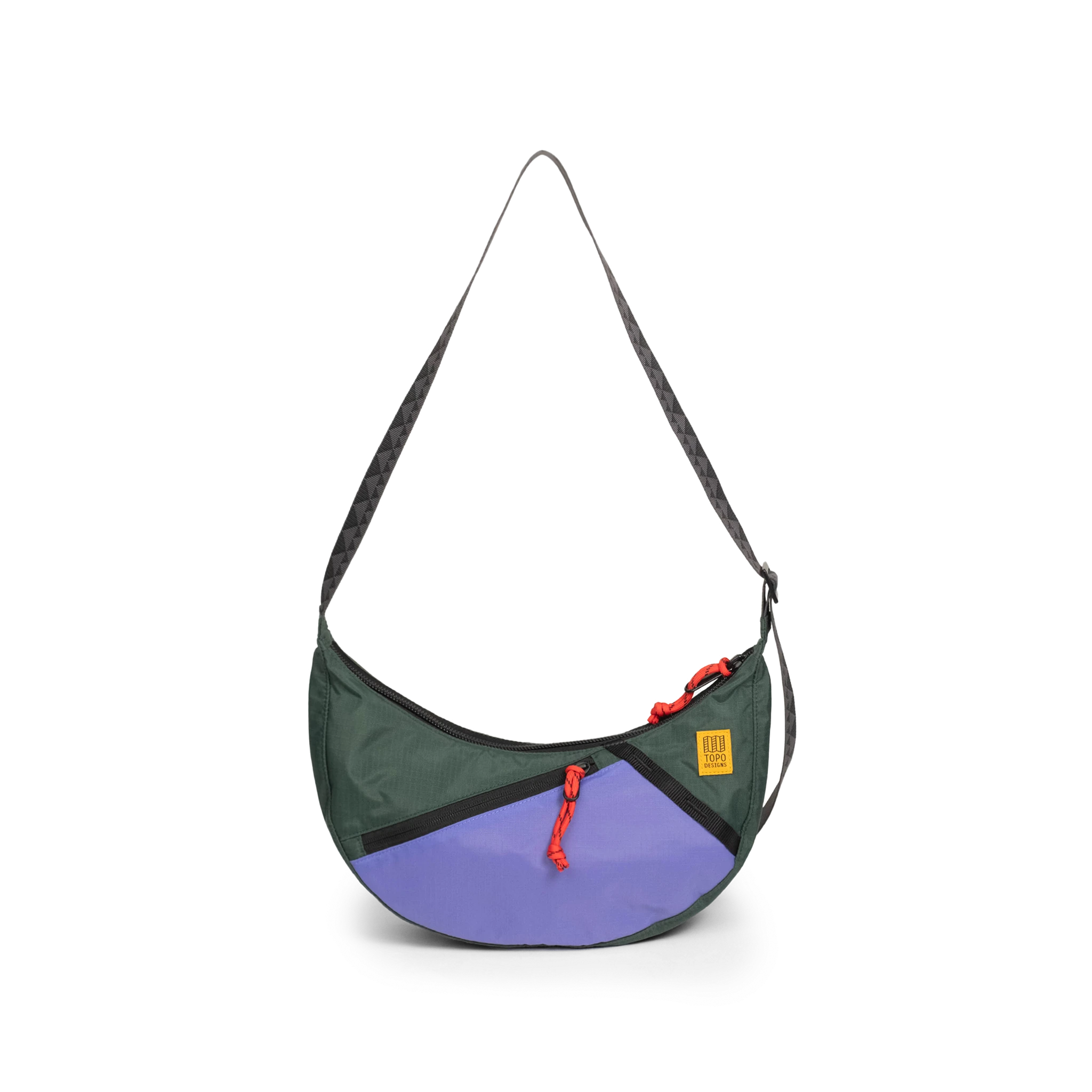 Front View of Topo Designs Moonlight Crossbody Bag in "Very Peri / Forest"