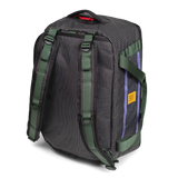Backpack carry view of Topo Designs Mountain Duffel 40L in "Grid / Very Peri"