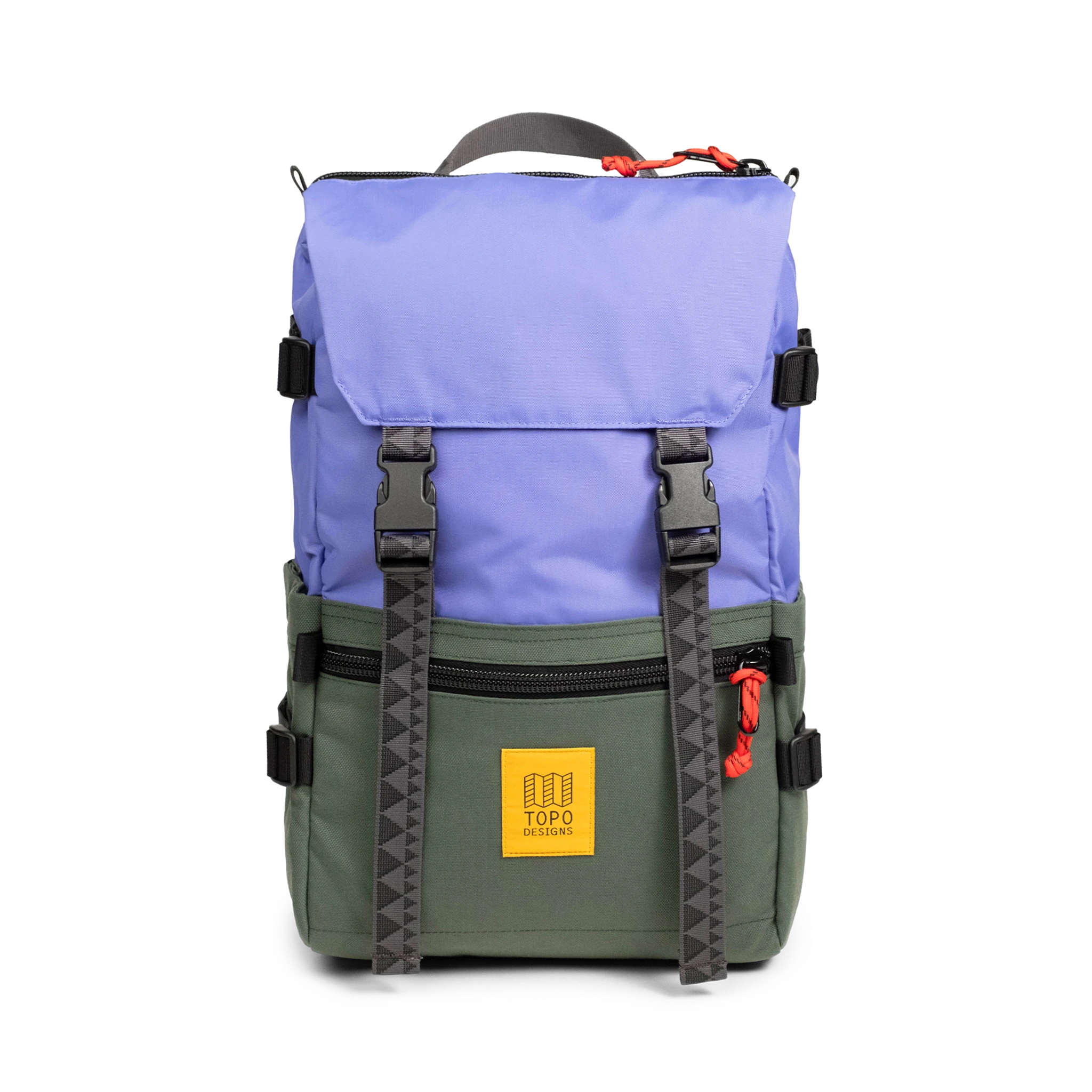 Front View of Topo Designs Rover Pack Classic in "Very Peri / Forest"