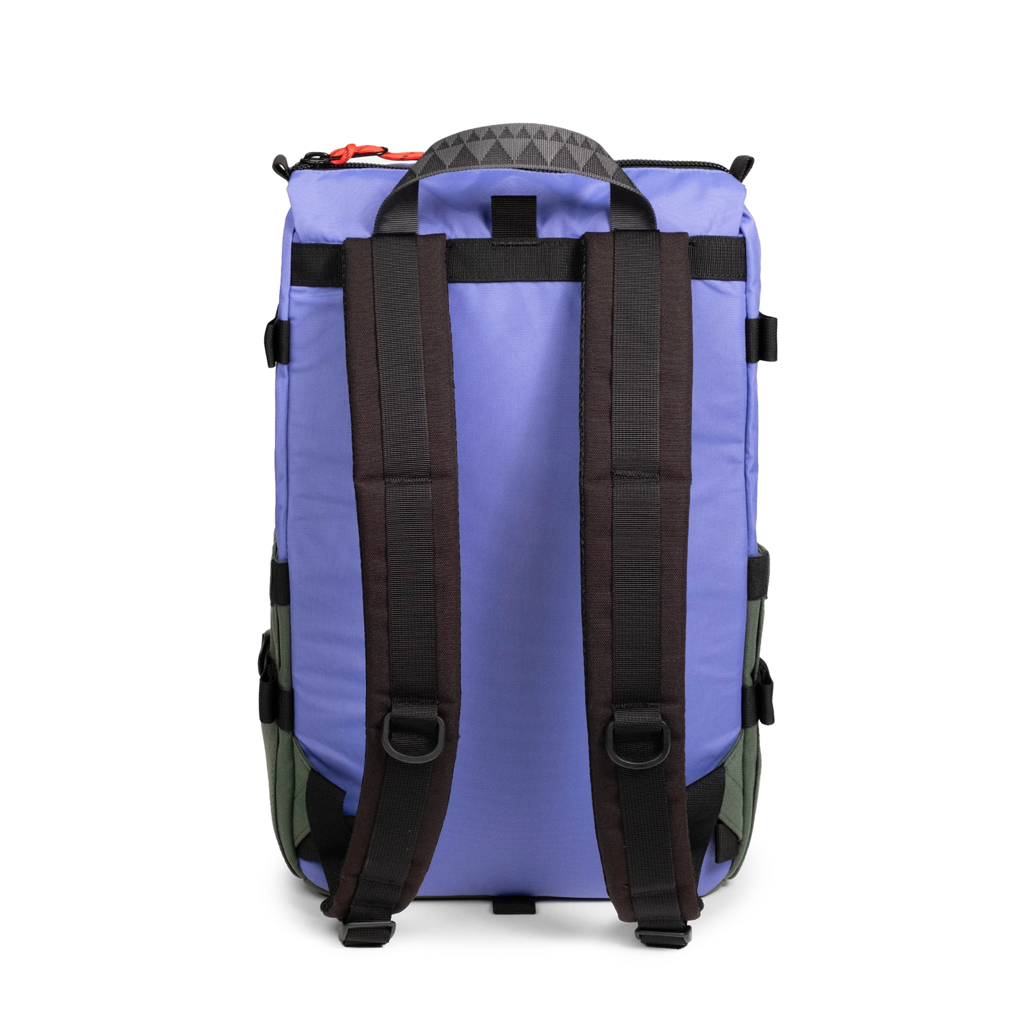 Back View of Topo Designs Rover Pack Classic in "Very Peri / Forest"