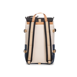 Back View of Topo Designs Rover Pack Mini in "Bone White / Pond Blue"