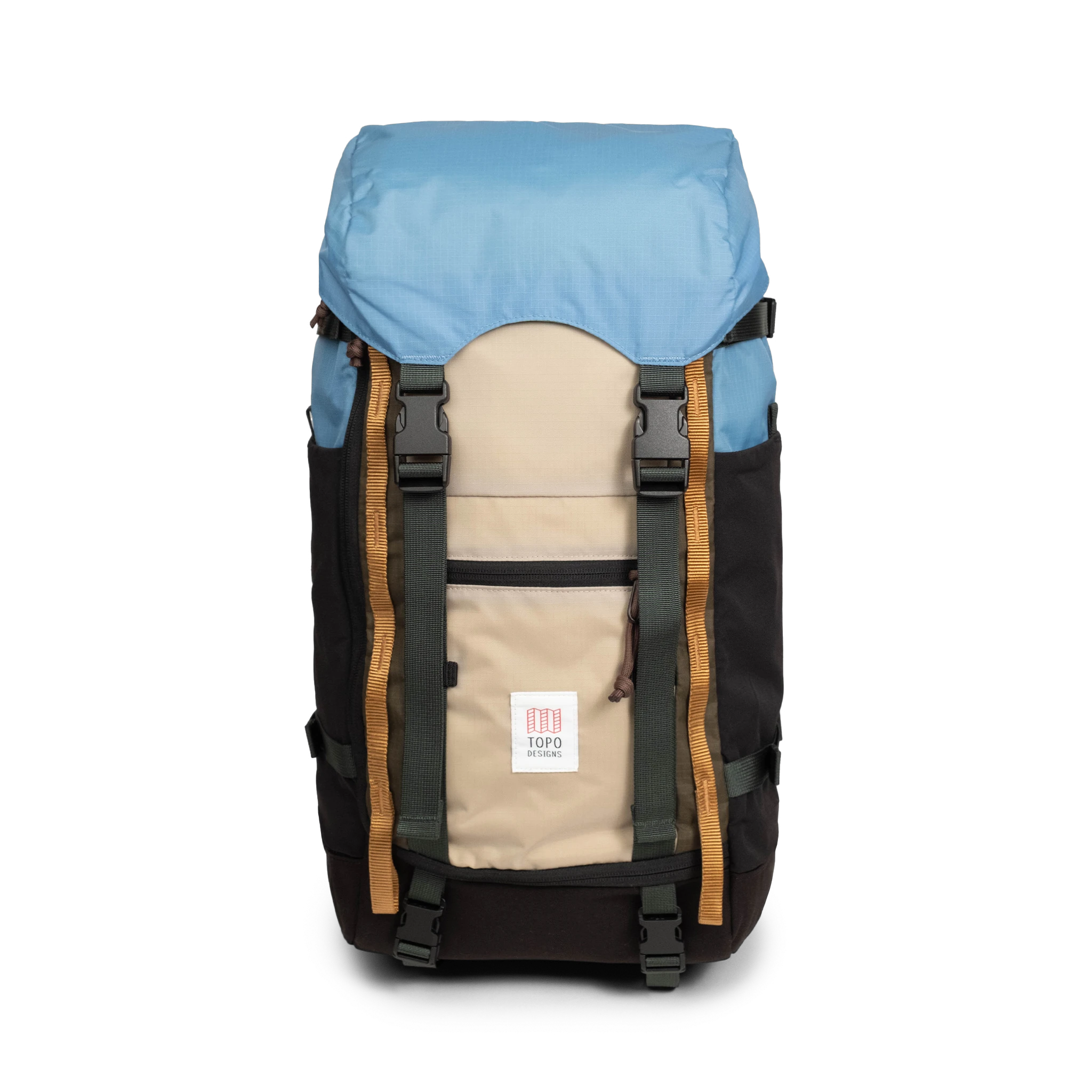 Front View of Topo Designs Rover Trail Pack 22L in "River Blue / Cobblestone"