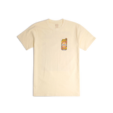 Front shot of Topo Designs x CCH x Pine Printshop Urban Angler Tee in "Butter"
