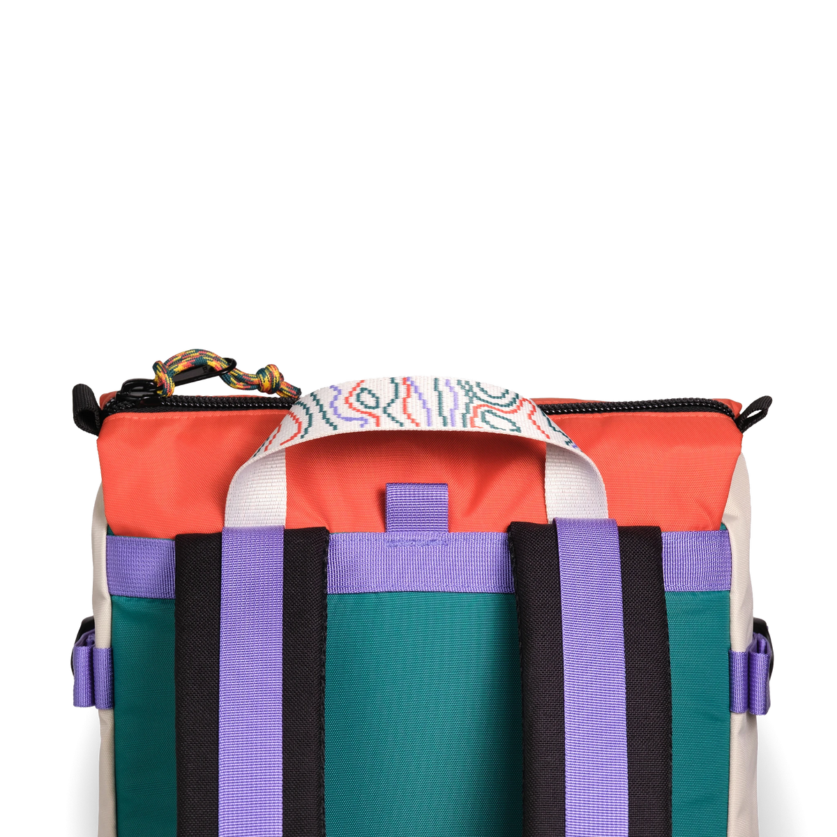 Back detail shot of Topo Designs x Denver Summit Rover Pack Classic "Sandstone / Bone White"