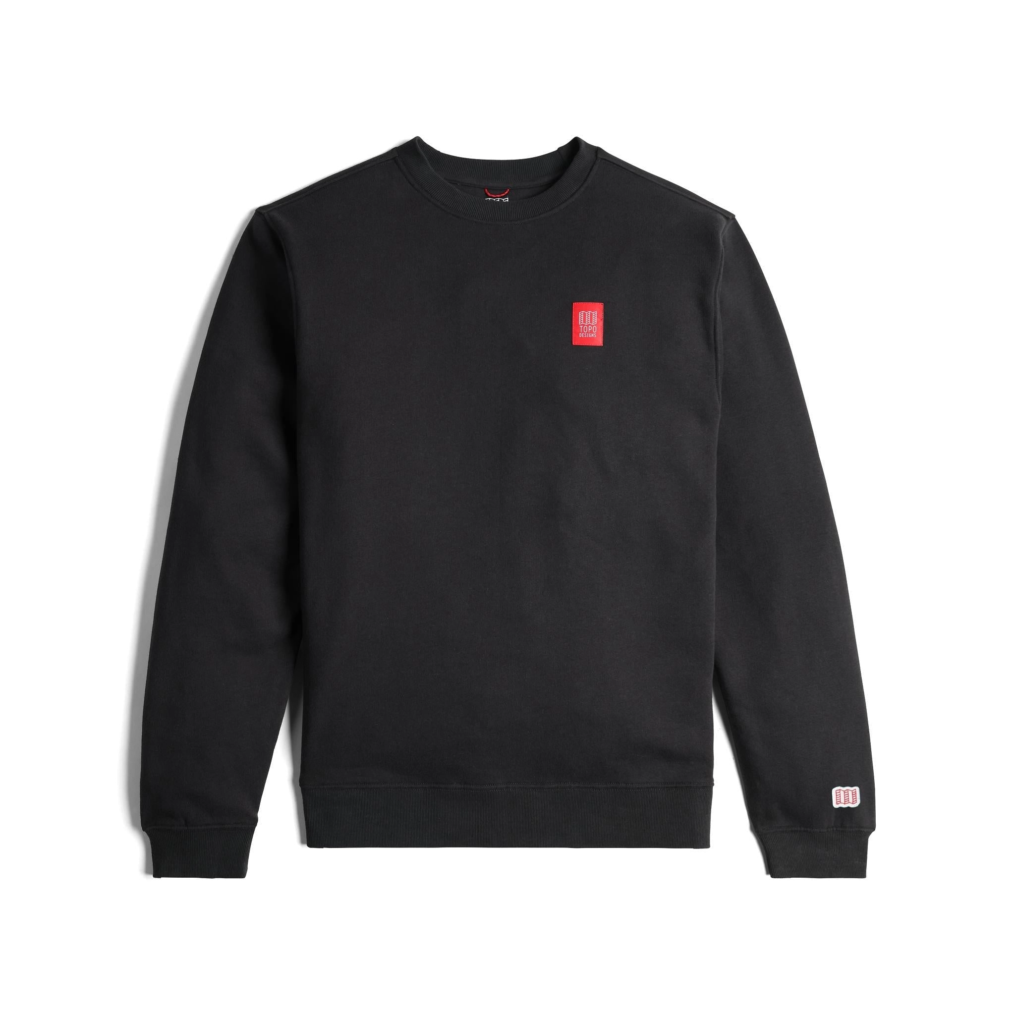 Front View of Topo Designs Label Sweatshirt - Unisex in "Black"