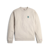 Front View of Topo Designs Label Sweatshirt - Unisex in "Oatmeal Heather"