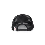 Back white background image of Topo Designs Patch Mesh Trucker - Desert Dusk in "Black"