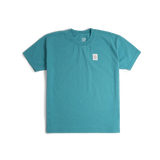 Front image of Topo Designs x Soft Goods Label Tee in "Alpine Teal"