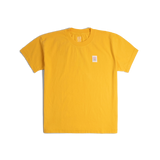 Front image of Topo Designs x Soft Goods Label Tee in "Spectra Yellow"