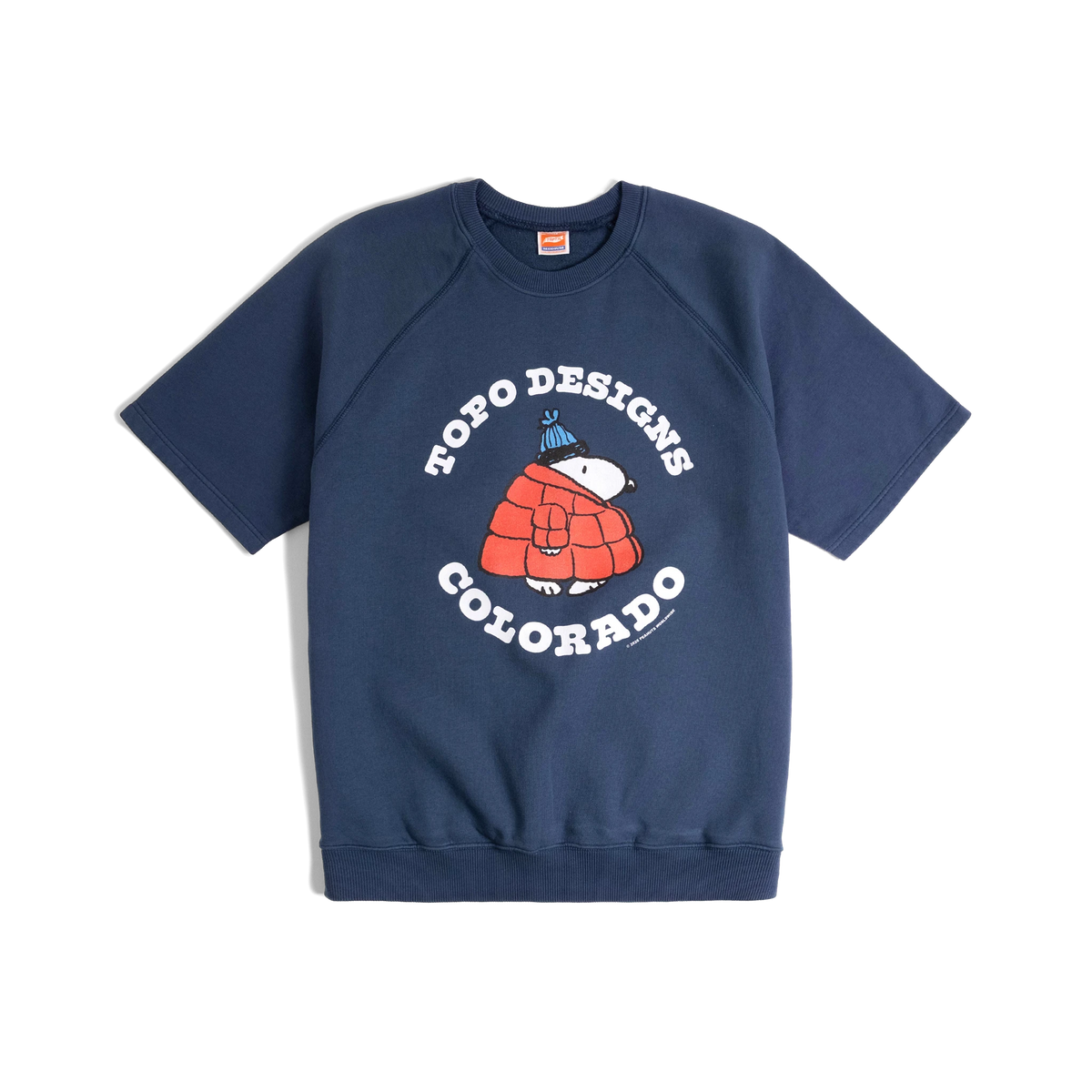 General front image of Topo Designs x TSPTR Puffy Coat Sweatshirt in "Navy"