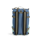 Back View of Topo Designs Rover Pack Mini in "Stone Blue / Ash Green"